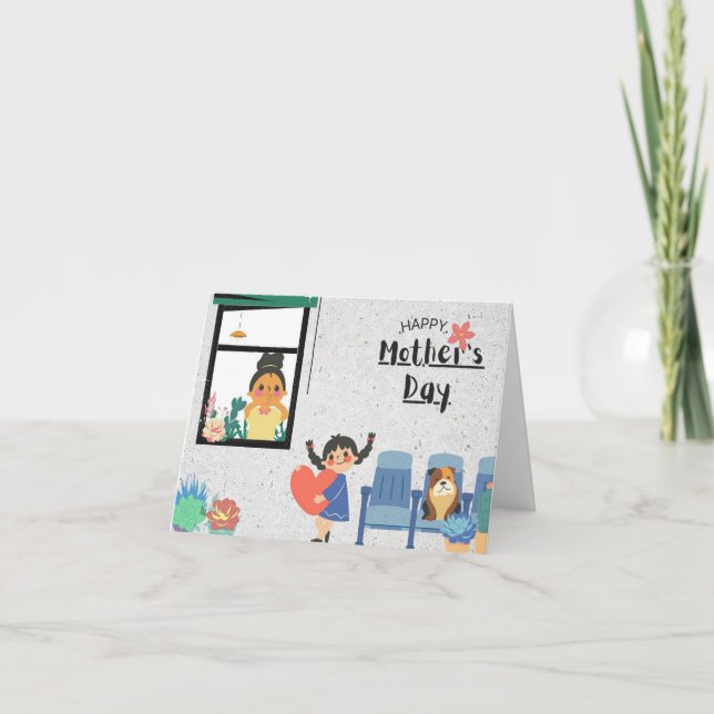 Muttertag vor dem Kind Dankeskarte (Vorderseite)