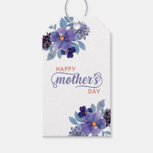 Muttertag Wasserfarbe Purpur Blumen Geschenkanhänger