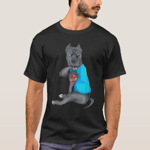 Muttertag Witziger Hund Pitbull I Liebe Mama Tatto T-Shirt