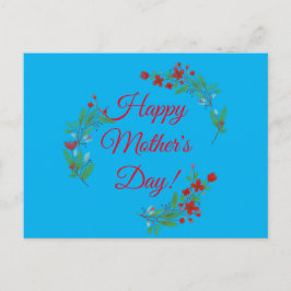 Muttertag wünscht rote Blume Aquarellblau Postkarte