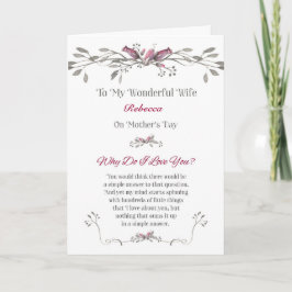 Muttertag zur Ehefrau Romantische Personalisierung Karte