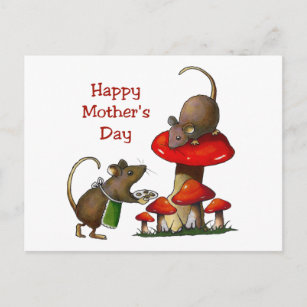 Muttertag: Zwei Mäuse und Toadstool: Cookies: Kuns Postkarte
