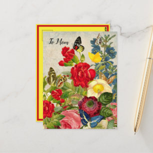 Muttertaggarnelen Rose Schmetterlinge Postkarte