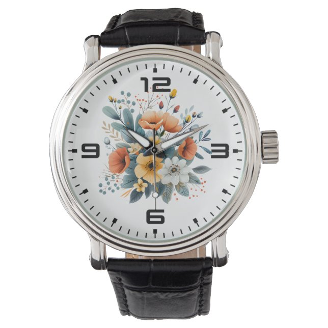 Muttertags-Boho-Blumen Clipart-61983 Armbanduhr (Vorderseite)