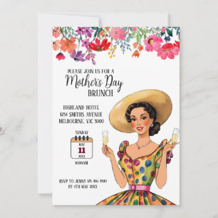 Muttertags-Brunch-Einladung - Dame im Kleid Einladung