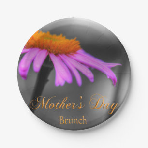 Muttertags-Brunch Purpurfarbene und Orangefarbene Pappteller