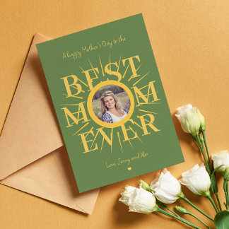 Muttertags Foto Mama am besten je Typografie-Karte