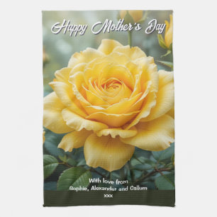 Muttertags-Gelbe-Rosen-Blumen-Elegante Küche Geschirrtuch