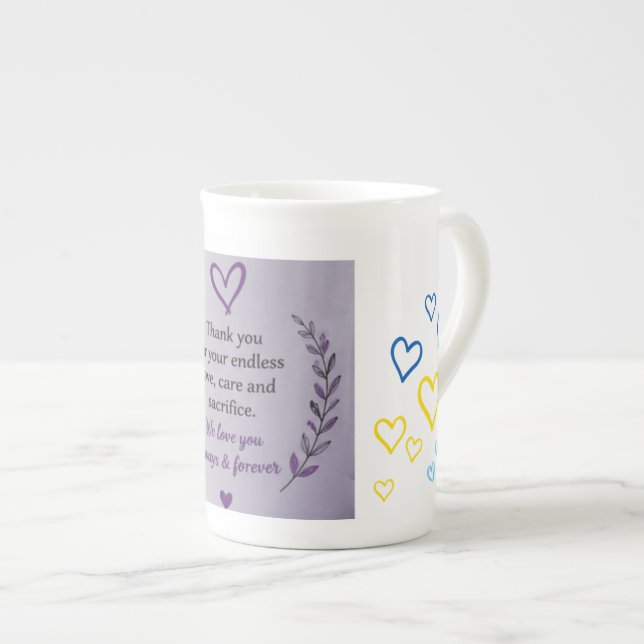 Muttertags-Herzmuster-Tasse Prozellantasse (Vorderseite Rechts)