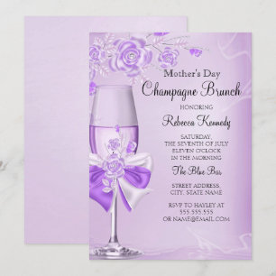 Muttertags-Lila-Rose-Champagner-Brunch Einladung