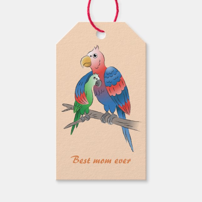 Muttertags-Papageien Geschenkanhänger (Vorderseite)