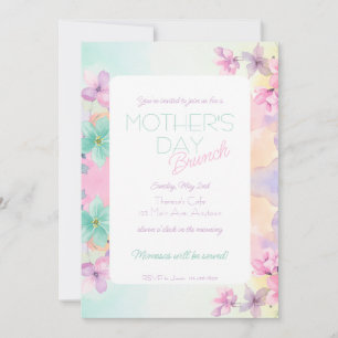 Muttertags-Pastell-Watercolor-Blumen-Brunch Einladung