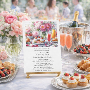 Muttertags-Rosa Pfingstrose Familienbrunch Einladung