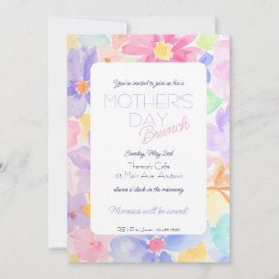 Muttertags-Wasserfarben-Blumen-Brunch-Einladung Einladung