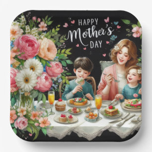 Muttertagsfamilie - Papiertafel Pappteller