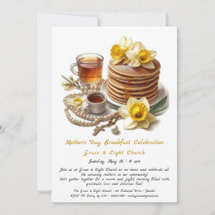 Muttertagsfrühstück, Osterglocken-Pfannkuchen Einladung