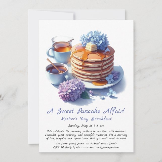 Muttertagsfrühstück - Pfannkuchen & Lima Einladung (Vorderseite)
