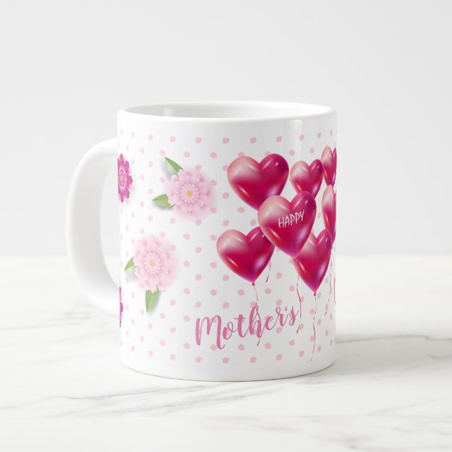 Muttertagsgeschenk Blumendekoration Jumbo-Tasse (Vorderseite Links)