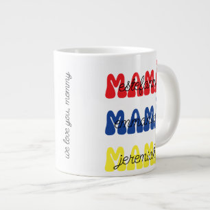 Muttertagsgeschenk Mamá Retro Kinder Namen Jumbo-Tasse