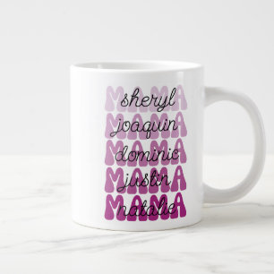 Muttertagsgeschenk Mama Retro Kinder Namen Riesig Jumbo-Tasse