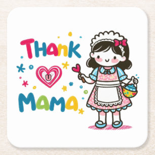 Muttertagsgeschenk Vielen Dank Mama Rechteckiger Pappuntersetzer