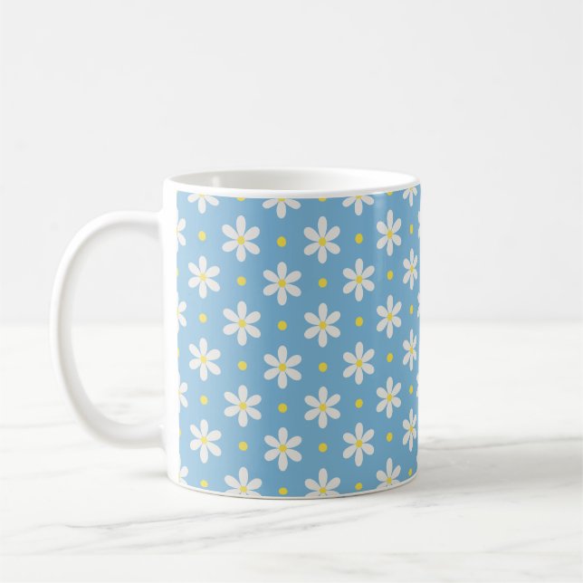 Muttertagsgeschenk Weißes Gänseblümchen-Muster Kaffeetasse (Links)
