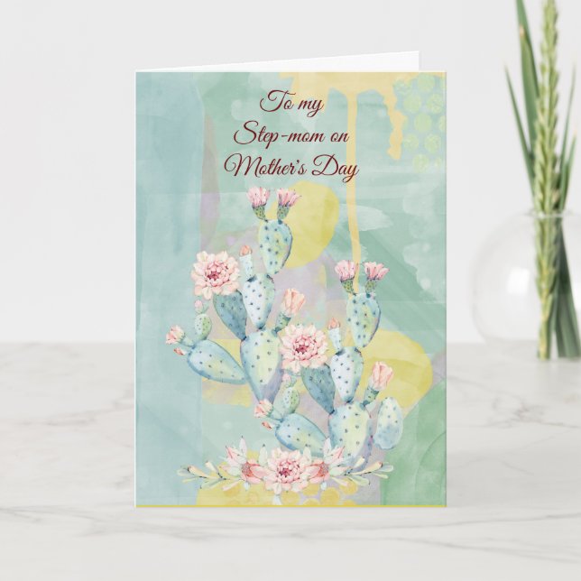 Muttertagskaktus der Step-Mom Karte (Vorderseite)