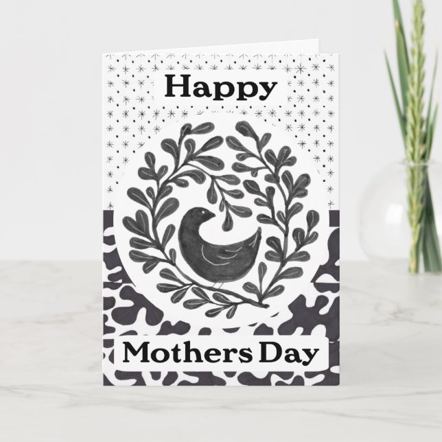 Muttertagskarte Doodle Bird Dankeskarte (Vorderseite)
