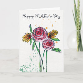 Muttertagskarte für Blume mit Aquarellfarben Karte