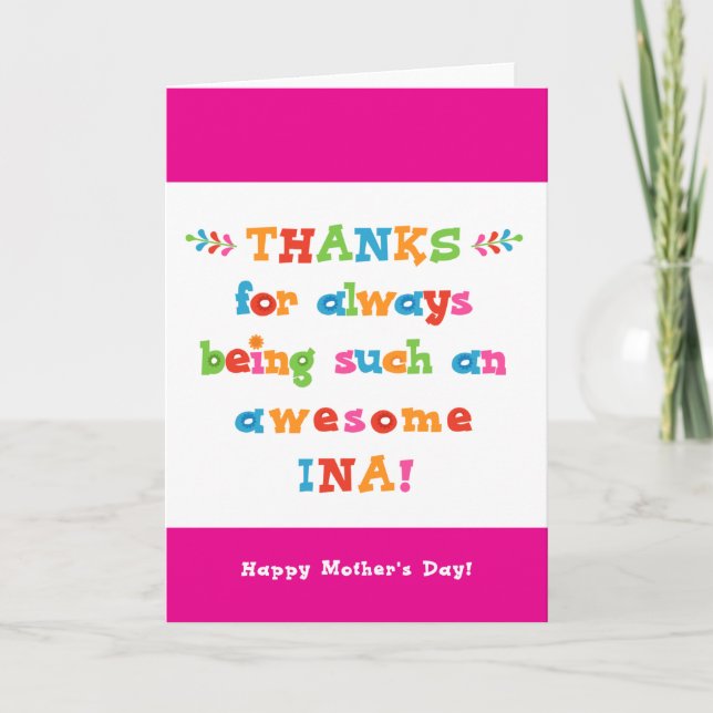 Muttertagskarte für Ina Karte (Vorderseite)