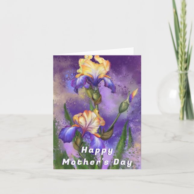 Muttertagskarte mit Lila Iris-Blume Karte (Vorderseite)