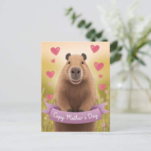 Muttertagskarte Mum Niedlich Capybara Geschenk Postkarte (Stehend Vorderseite)