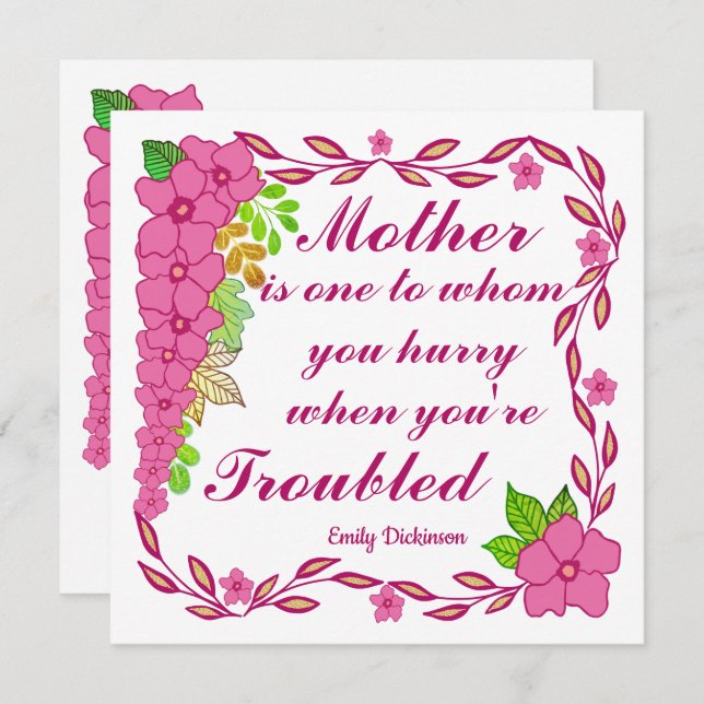 Muttertagskarte von Emily Dickinson (Vorne/Hinten)