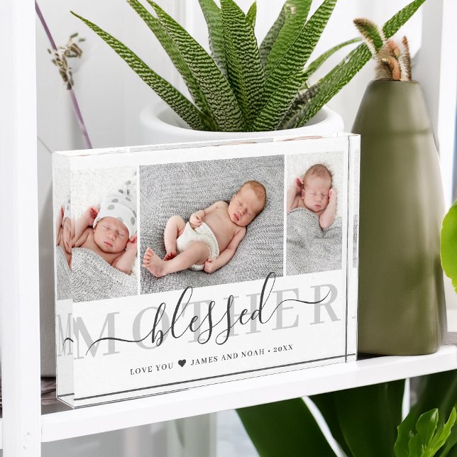 Muttertagskript gesegneter Keepake Fotoblock (Mother's Day Script Blessed Keepsake Photo Block)