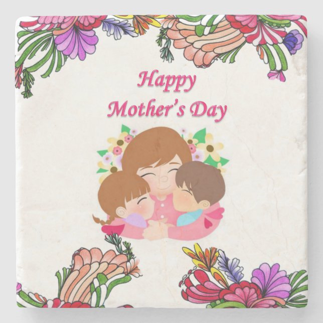 Muttertagsmarmor-Stone-Untersetzer Steinuntersetzer (Vorderseite)