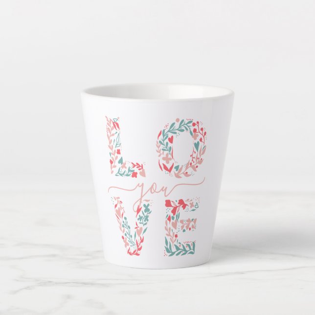 Muttertagsmutter Liebe Du Blumenschrift Milchtasse (Vorderseite)