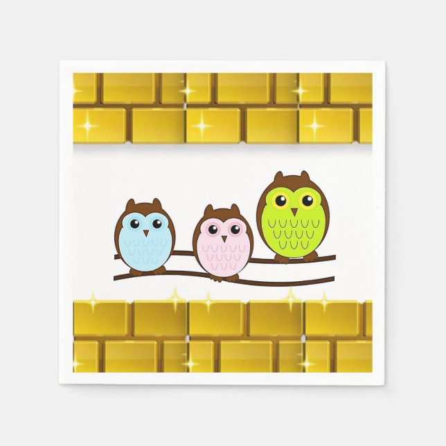 Muttertagspapier Napkins Owl Serviette (Vorderseite)