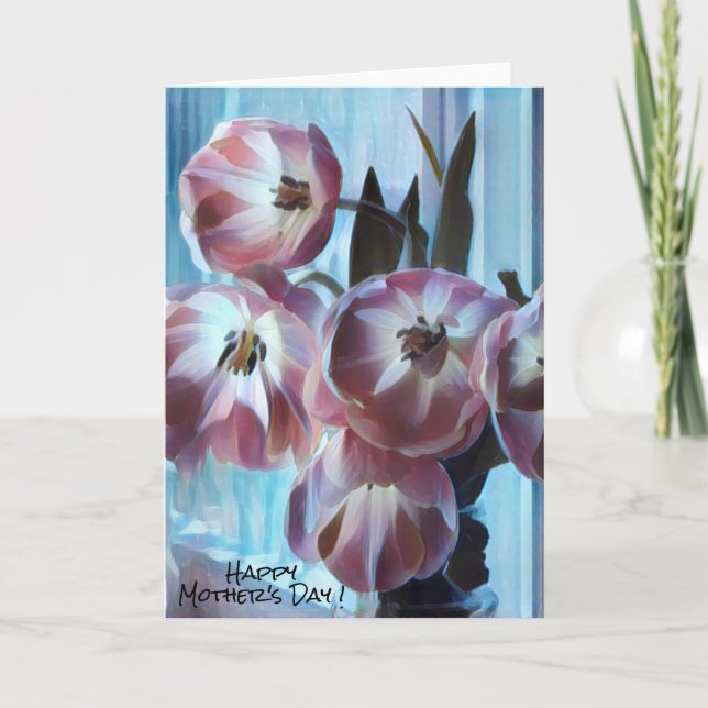 Muttertagsrosa Tulips Karte (Vorderseite)