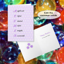 Muttertagstext-Blume lila Karte