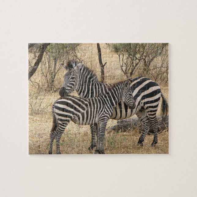 Mutterund Babyzebra-Puzzlespiel (Horizontal)