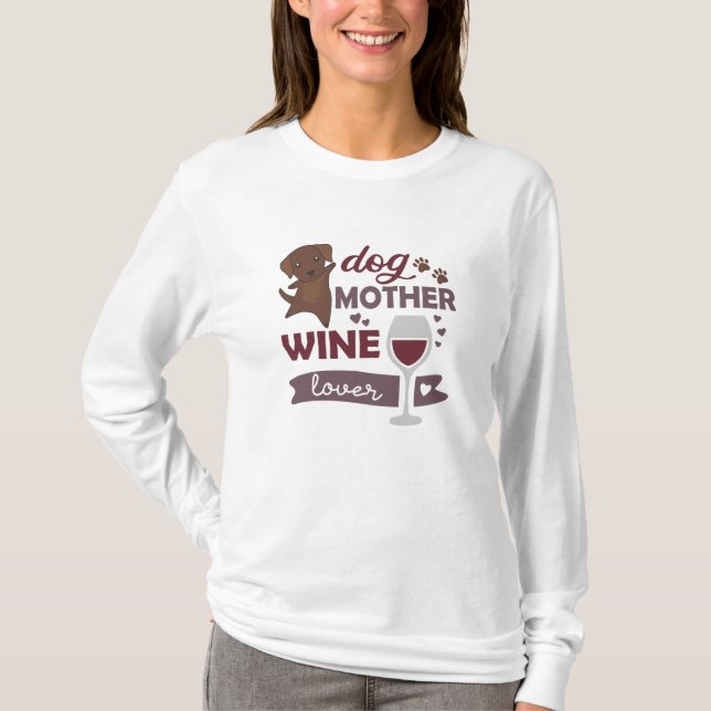Mutterwein Lover Niedlich Brown Labrador T-Shirt (Vorderseite)