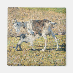 Mutterziege mit ihrem jungen Kind (von Segantini) Magnet