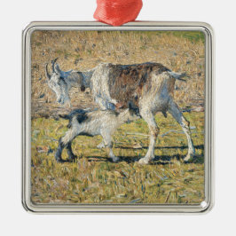 Mutterziege mit ihrem jungen Kind (von Segantini) Ornament Aus Metall