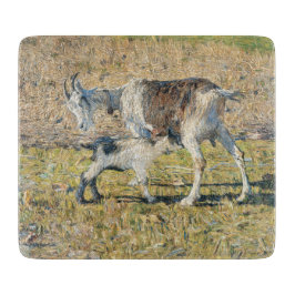 Mutterziege mit ihrem jungen Kind (von Segantini) Schneidebrett