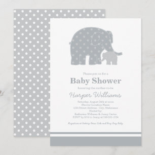 Mutti Baby-Elefant Graue Punkte Baby-Party Einladung