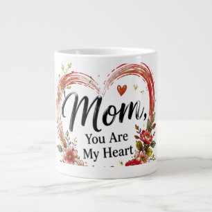 Mutti, du bist mein Herz, florales Herz Jumbo-Tasse