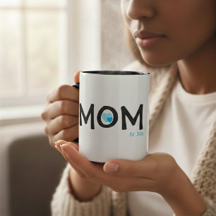 Mutti Geschenktes blaues Herz-Schachtel-Tasse Zweifarbige Tasse