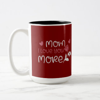 Mutti ich liebe dich mehr rote Rose Herz Typografi Zweifarbige Tasse