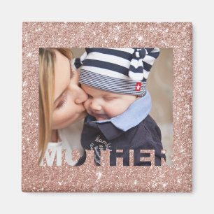 Mutti Mama Foto Vorlage Rose Gold Faux Glitter Magnet