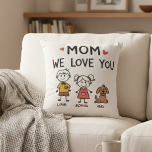 Mutti wir lieben dich Kinder und Hund Familienname Kissen